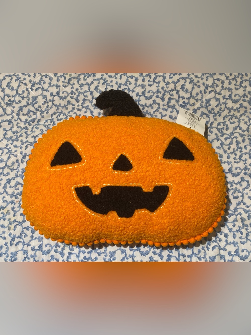 Halloween Jack-O’-Lantern Pumpkin Throw Pillow Plush 13x12 New